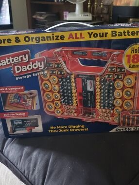 Battery Daddy Battery Storage Organizer - Red and Yellow